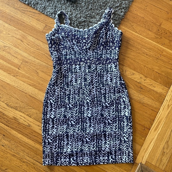 Alberto Makali New York Blue and White Sleeveless Textured Dress Size Large - Picture 1 of 16